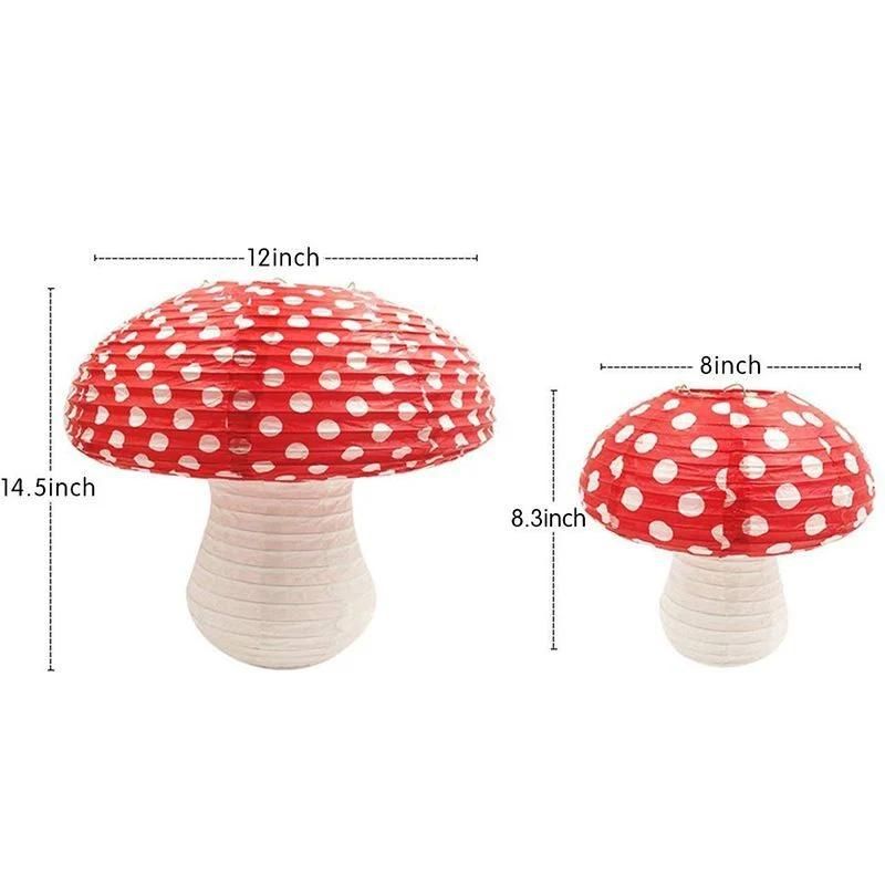 8 " 14" Big Red Lovely Mushroom Paper Lantern Birthday Party Decoration Children Cartoon Portable Lantern Jungle Set Photo Prop