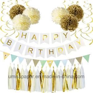 Umiss Paper Flower Happy Birthday Banner Party Decorations Party Supply