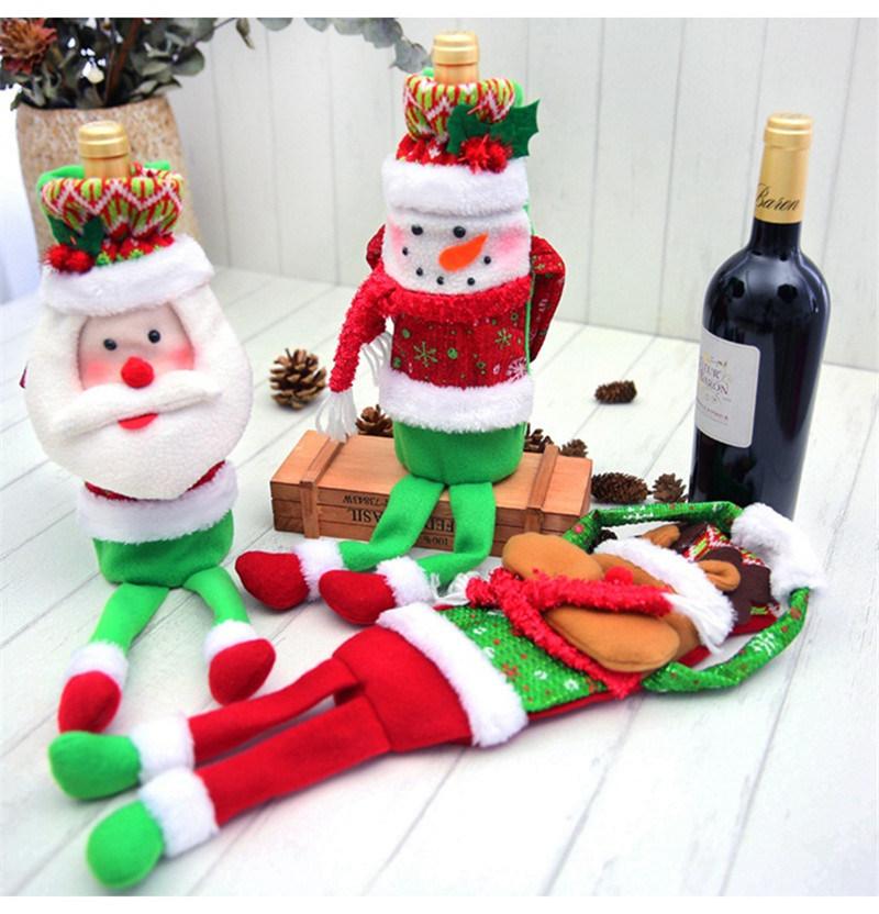 Wine Bottle Cover Christmas Decorations Snowman Stocking Gift Home Decorations