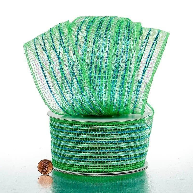 Metallic Stripes 2.5′′ Deco Mesh Ribbons for Wedding Wrapping
