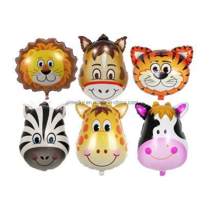 Cartoon Animals Aluminum Foil Balloon Lions Tigers Deer Cows Head Balloon