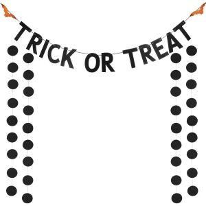 Umiss Paper Black Glittery Trick or Treat Banner Halloween Party Decoration Supplies