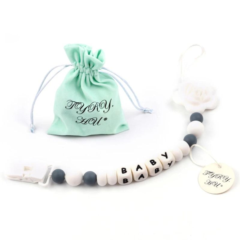 Pacifier Clip Baby Silicone Teething Beads Paci Holder Soothie Clips Teether Toy Chewbeads Baby Birthday Shower Gift