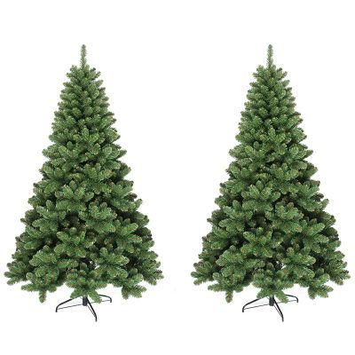 Yh2155 Big Wholesale 2.1m PE PVC Branch Artificial Christmas Tree with Metal Stand Decoration Tree