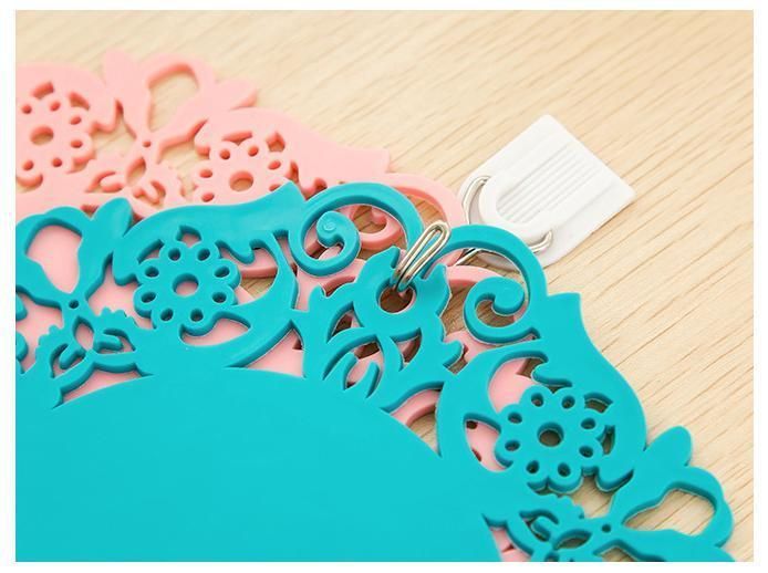 Silicone Table Heat Resistant Mat Cup Coffee Coaster Colorful Lace Flower Hollow Design Round Cushion Placemat Pad
