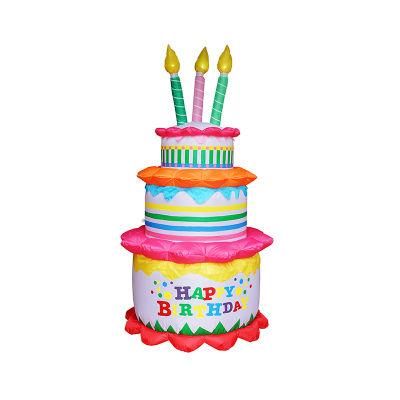 6FT Inflatable Party Decorations Birthday Cake with Candle Air Blow Decor