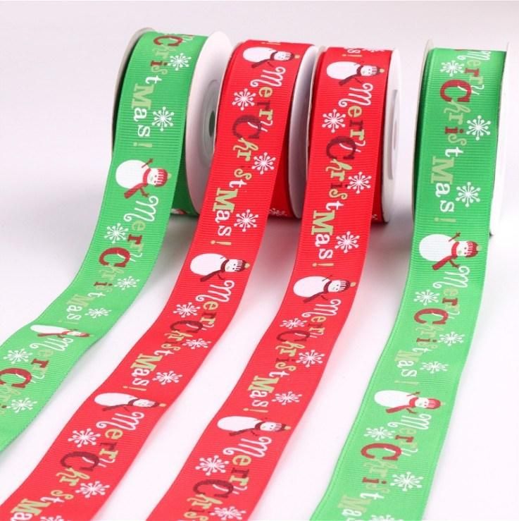 Polyester Colorful Christmas Satin Ribbon Tape for Decoration Packing 2.5cm Width 10yards Cute Ribbon