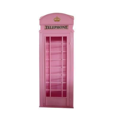Classic Red Metal Outdoor Glass Antique British London Phone Booth for Sale