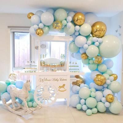 Baby Shower Arch Garland Kit 4D Foil Balloon Pink Grey Round Party Decoration Backdrop Large Latex Balloon