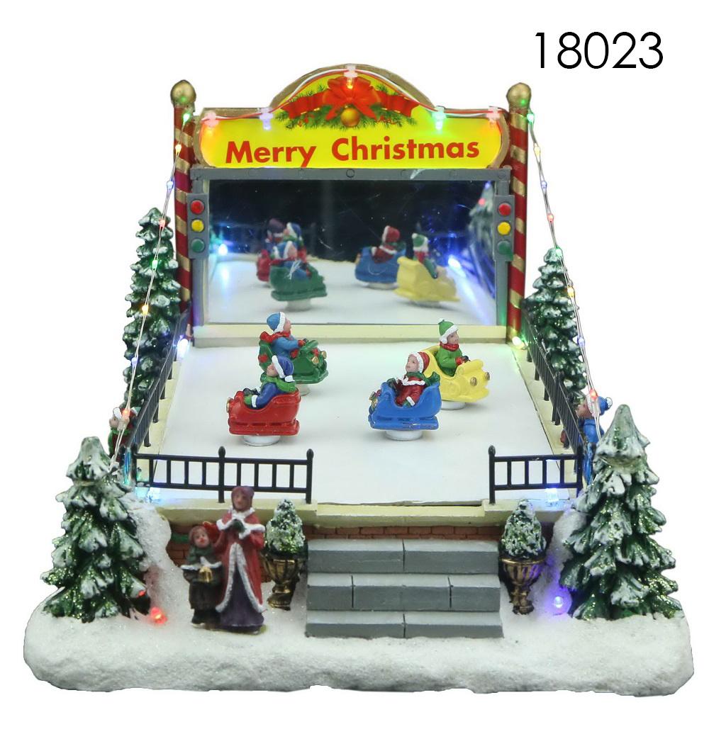 Lighthouse Christmas Village Christmas Village Figurines Christmas Ballet Theatre with LED Lights Rotation