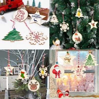 Christmas Tree Ornaments Custom DIY Christmas Craft Slices Wooden Hanging Baubles