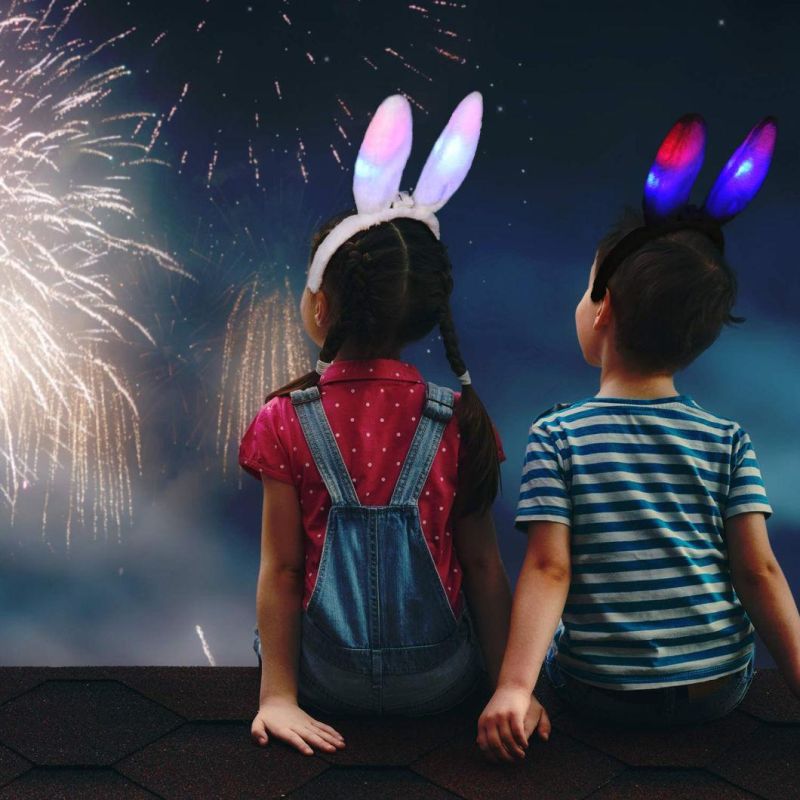 LED Plush Rabbit Ear Headband Cosplay Hair Hoop for Party