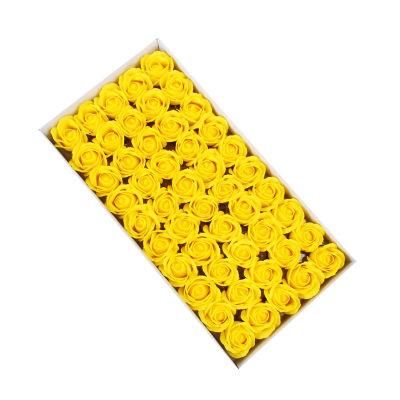50 PCS One Box Artificial Three Layer Soap Rose Flower Head with Bottom