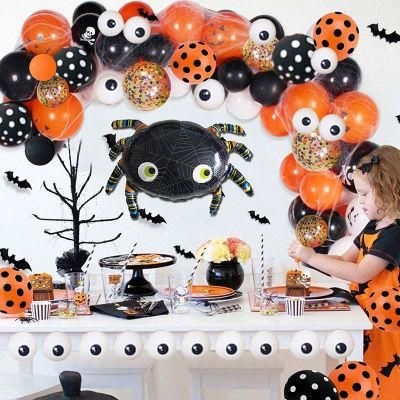 Black Orange DOT Latex Balloon Halloween Party Supplies Include Huge Black Spide Foil Balloon Kids Favor Happy Halloween Decorations