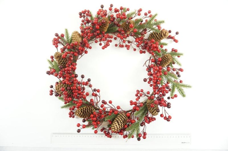 Christmas Decorative Cypress Wreath with Small Pinecone Berry Pick