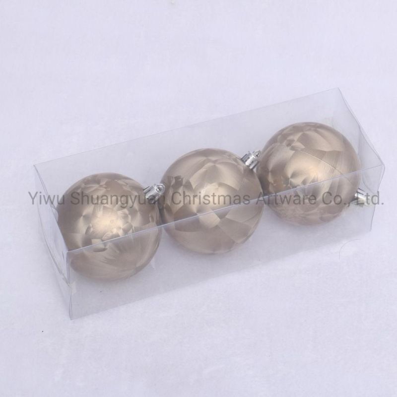 8cm Champagne Silver Feather Grain Plastic Ball