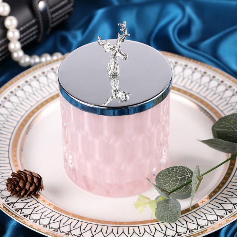 Empty Luxury Drop Thick Hand Made Glass Frost Writing Holder Candle Jar with Lid