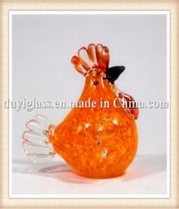 Animal Orange Rooster Glass Craft for Decoration