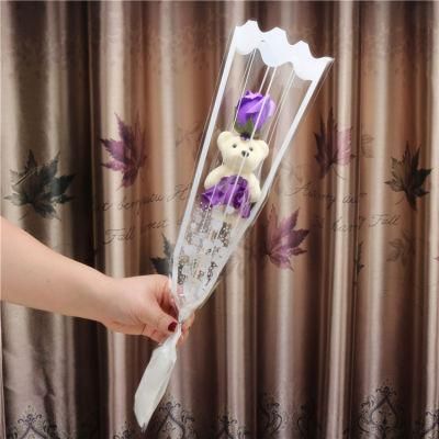 Factory Hotsale Flower Gifts Soap Rose Bouquet with Teddy Bear for Girl Friends