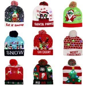 New Cross Border Christmas Hat Adult Children&prime;s Knitted Christmas Hat Multicolor Luminous Knitted Christmas Hat