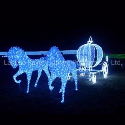 Wedding Background 3D Horse Carriage Wedding Decoration LED Motif Lights