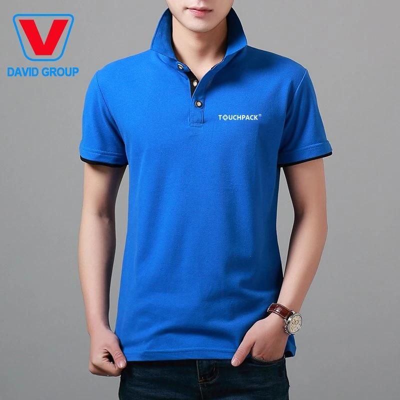 Custom Polo Shirt Men Double Stripe Button Polo T Shirt