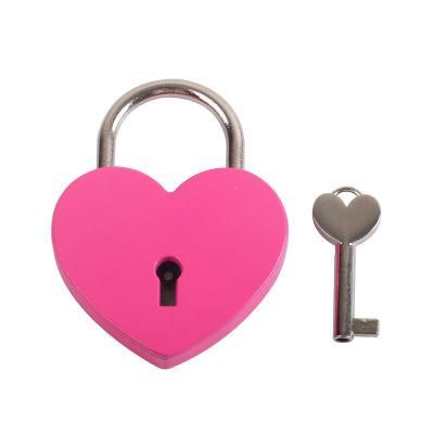 Color Painted Heart Shaped Love Padlock Holiday Cute Gift for Warm Wish Key Padlock