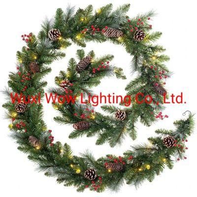 Decorated Christmas Garland 60 Warm White LED Lights