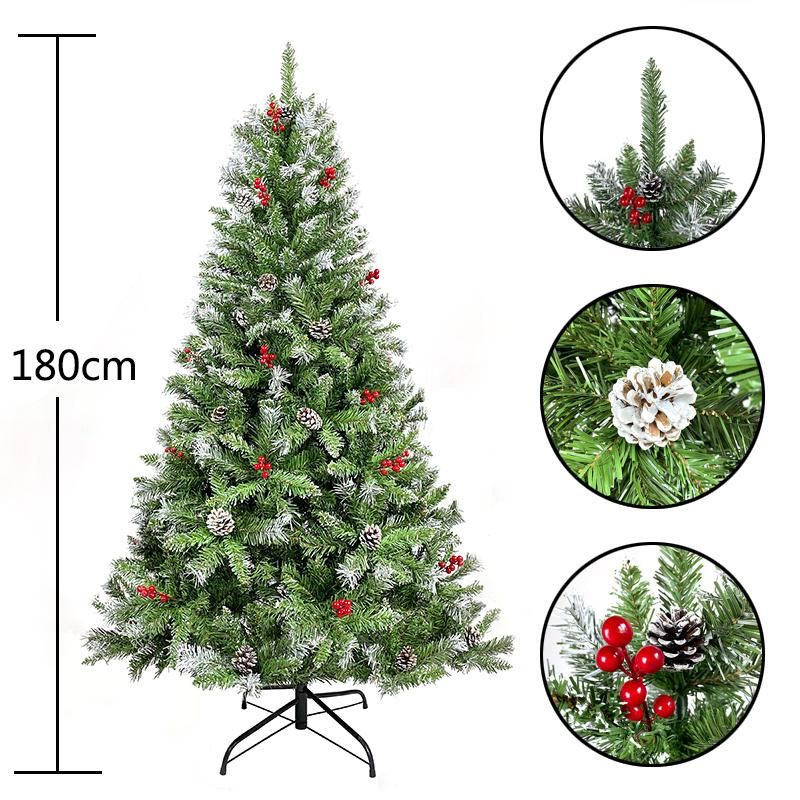 6FT PVC Christmas Tree with Pinecones and Red Berries
