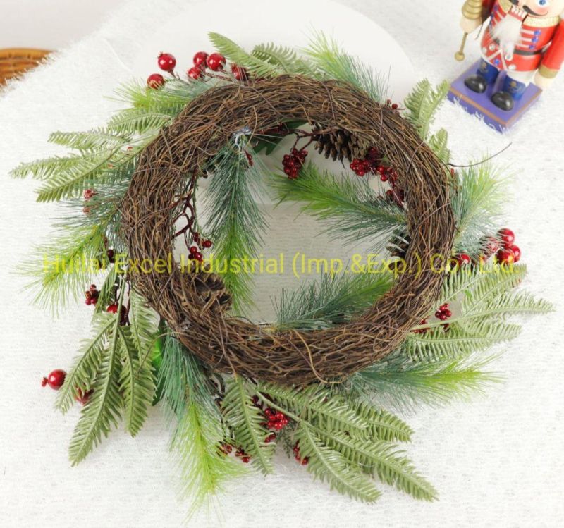 Artificial Berry Wreath Garland Handmade Christmas Wreath Wire Rattan Ring