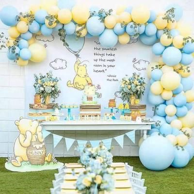 Kids Favorite Birthday Nursery Kindergarten Party Backdrop Green Yellow Blue Balloon Arch Kit Party Decoration Photography