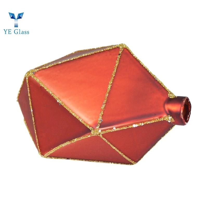 Customized Angular Red Christmas Ball Borosilicate Glass Balls for Lighting Decoration