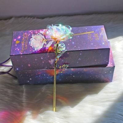 24K Colorful Rose with Love Stand, Colorful Galaxy Rose for Valentine&prime;s Day, Mother&prime;s Day, Birthday