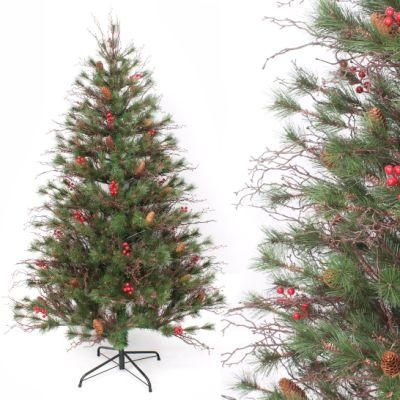 Yh2013 High Quality Outdoor Decoration Pine Artificial Christmas Tree 180cm Tree with Red Berries, Pinecone