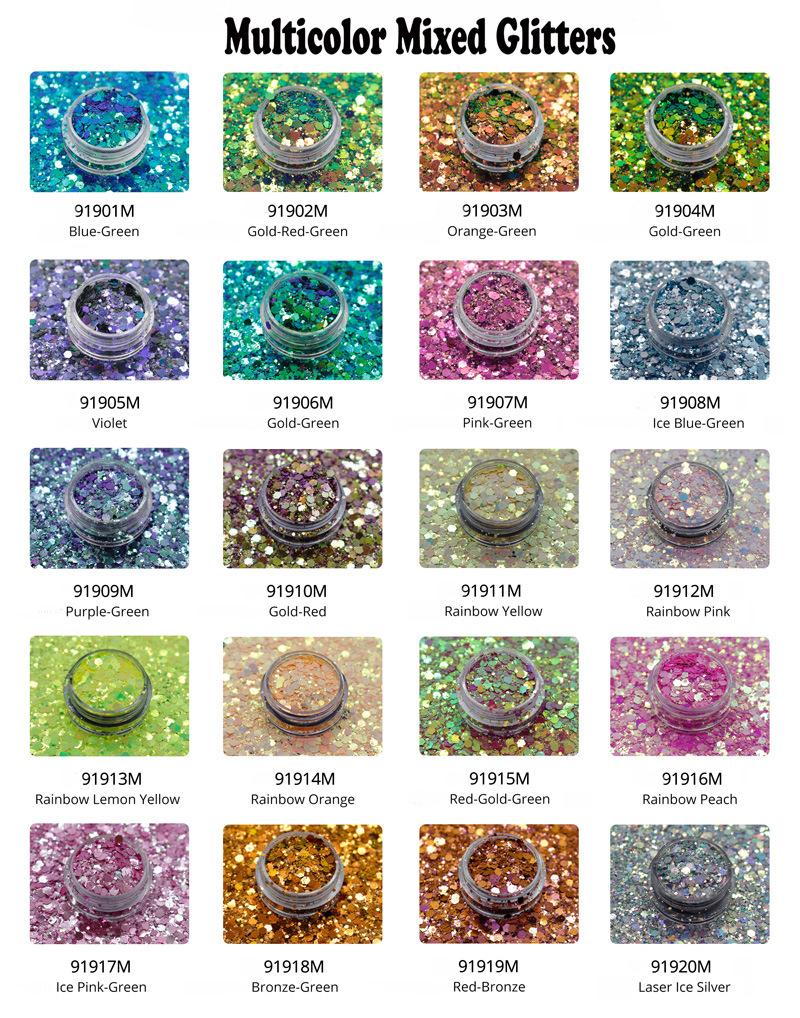 Rainbow Ice Cream Effect Glitter Color Shift Glitter Chunky Mix Glitter