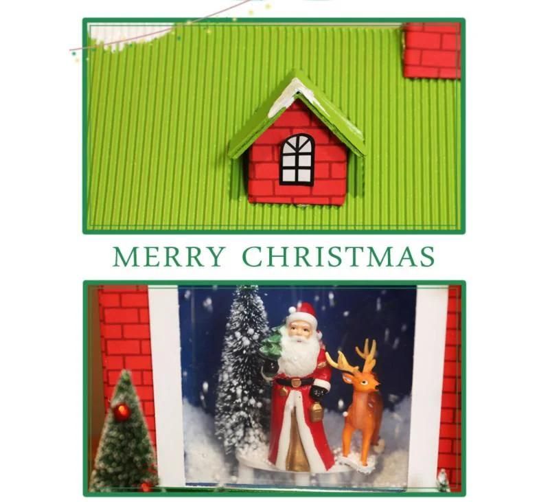 New Shopping Mall Hotel Window Holiday Decorations Decorations Christmas Scene Props Drifting Snow Music Mini Cardboard House Ornaments