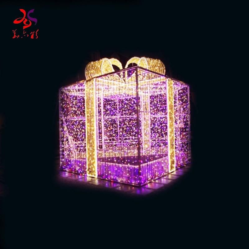 Merry Christmas Holiday Lights 3D Structure Gift Box Motif Lighting