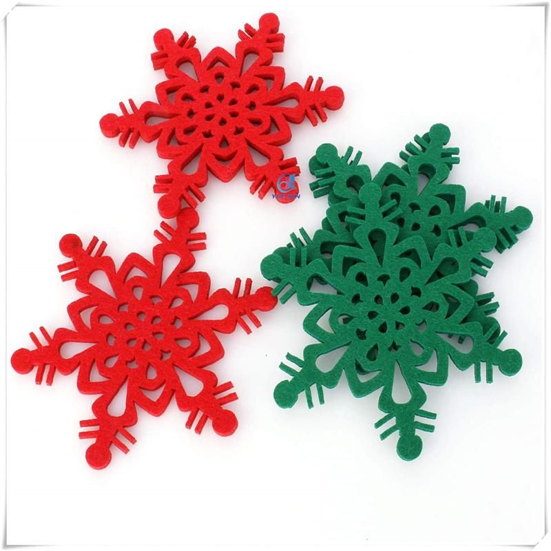 Red Green and White Felt Fake Snowflakes for Christmas Decoration