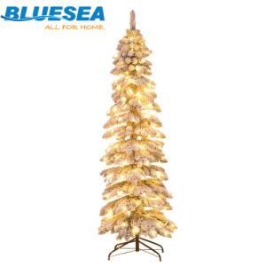 LED Luminous Flocking Pine Needles with Light PE Snowflake Christmas Tree