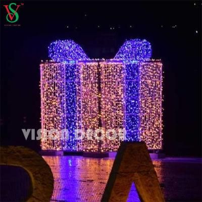 3D Outdoor Street Decorative Gift Box Christmas Motif Lights