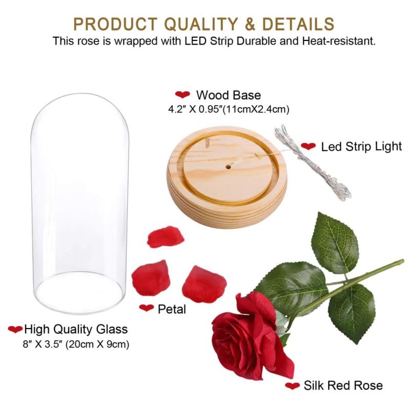 Red Silk Rose and LED Light That Lasts Forever