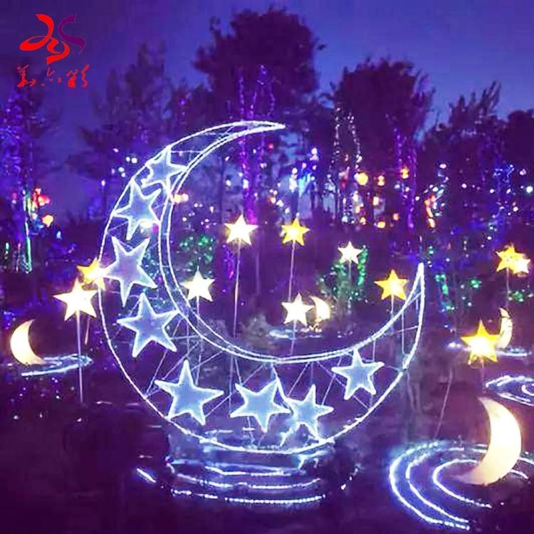 Outdoor Christmas Ramadan Holiday Moon and Star LED Motif Lights