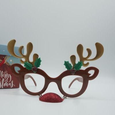 Christmas Cute Deerlet Pair of Glasses Antlers Funny Holiday Gift Party Supply Glasses