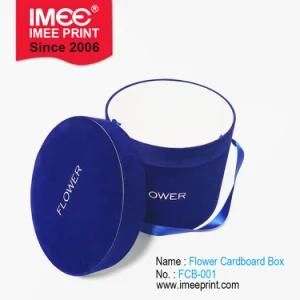 Imee Wholesale Customized Design Velour Velvet Gift Cardboard Round Boxes for Preserved Roses