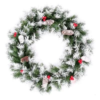 Yh2164 New Design Christmas Wreath with Pine Cone Ornaments White Tips