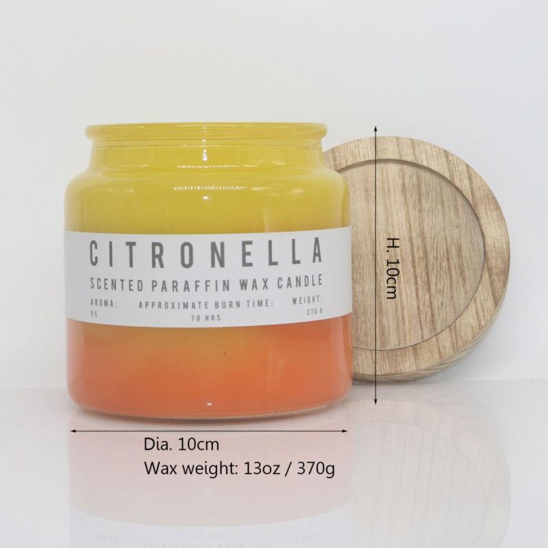 10*10cm Citronella Glass Jar Candle with Wood Lid for Home Decor