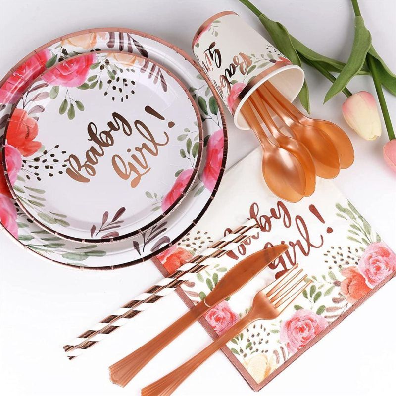 Baby Shower Plates and Napkins, Baby Shower Decorations for Gir