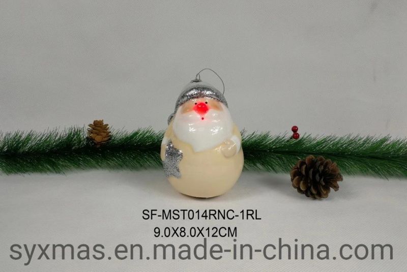 Good Quality Christmas Decoration 85mm Polyfoam Santa with 1 LED Light and Nose