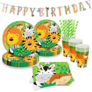 Jungle Tiger Party Tableware Children&prime;s Birthday Party Disposable Tableware Supplies
