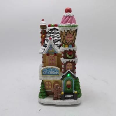 Resin Christmas House Lighting Decoration